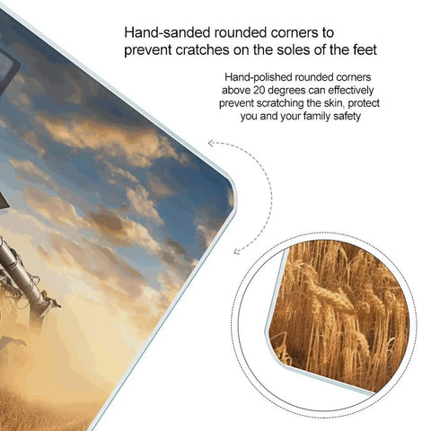 Close-up of Harvest Inspired Digital Bathroom Scale with hand-sanded rounded corners and sky background
