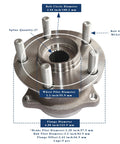 Image of Rear Wheel Bearing Hub Assembly With ABS For Subarus And More, 5 Lug, showing detailed dimensions and specifications.