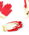 Red Palm Latex Dipped Gloves With String Knit Grip Reusable Adult Size Work Gloves For Handy Tasks Durable Soft Latex Washable