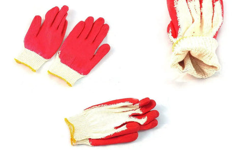 Red Palm Latex Dipped Gloves With String Knit Grip Reusable Adult Size Work Gloves For Handy Tasks Durable Soft Latex Washable