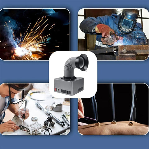 Heavy Duty Welding Fume Extractor Featuring Triple Layer Cotton Filtration And Flexible Rotating Hose For Crisp Shop Airflow At Your Soldering Station Setup Works Like A Champ in a workshop.