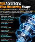 Pro Grade Dual Port Digital HVAC Manometer For Gas Pressure Testing With Fast Response And High Accuracy specs