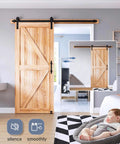 6.6 Ft Sliding Barn Door Track And Handle Hardware Kit With Basic J Pulley Ball Bearing Rollers Powder Coated Steel