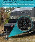Heavy Duty 6 Inch Trailer Jack Blocks 4 Pack show weep hole design for RV stabilization on wet terrain with weather-resistant polymer.