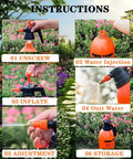 Hand Held Garden Sprayer 0.5 Gallon 68 Oz With Adjustable Brass Nozzle instructions for use in lawn care, pet bathing, car wash
