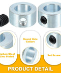 Two Pack Bore One Half Inch Shaft Collar Seven Eighths Inch Outer Diameter One Half Inch Thick Carbon Steel Zinc Plated With M Six Set Screws