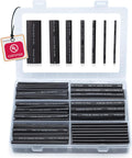 Wirefy heat shrink tubing kit, 180 pcs, black adhesive-lined, 3:1 ratio, UL certified, in a plastic storage case.