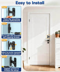 Installation steps for Built Tough Aluminum Pocket Door Lock With 90 Degree Flip Latch for barn doors, showing fastening process.