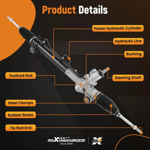 Hydraulic Power Steering Rack And Pinion Replacement Kit For Toyota Camry 2002 To 2011 Avalon 2005 To 2012 And Lexus ES300 ES330 ES350 2002 To 2012 With OE Style Fit Replaces 26-2632 4420033320 diagram with labeled parts.