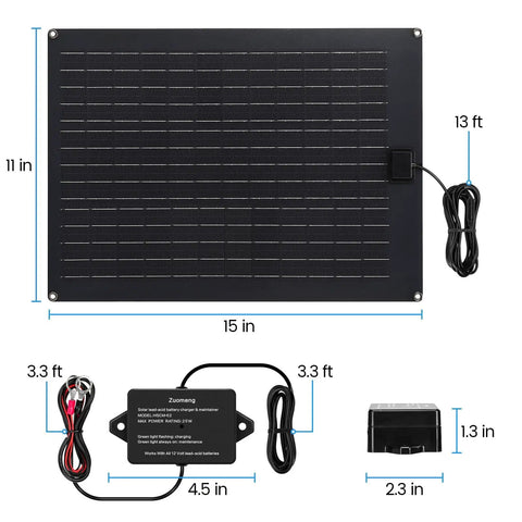 20W Solar Panel Kit With Built In Maintenance Pulse And Smart MPPT Charge Controller For Dump Trailers Waterproof All Weather