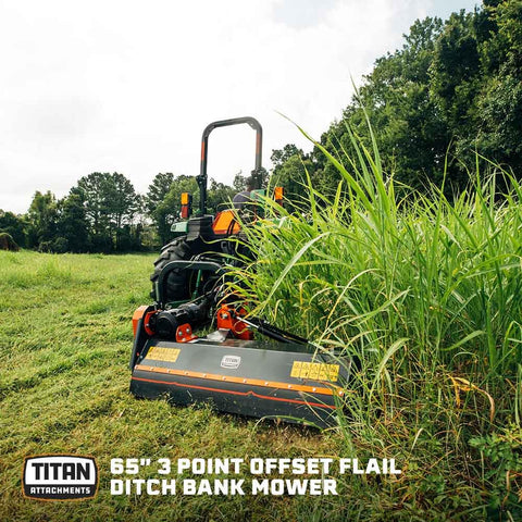65 Inch Offset Flail Ditch Bank Mower For Cat 1 Tractors 30 50 HP With PTO Hydraulic Offset And Tilt Mulches While You Cut A Rugged Go To Tool For Roadside Clearing Field Edges And Grassy Margins