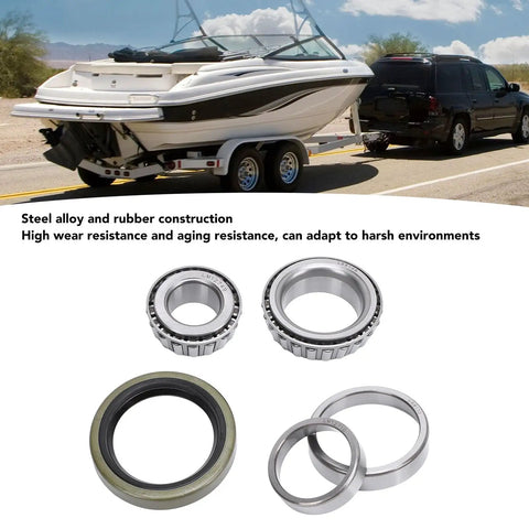 5 Piece Marine Trailer Bearing Kit With Seals For Boat Trailer Axle Hubs, Heavy Duty Cr Steel Alloy Bearings Set displayed