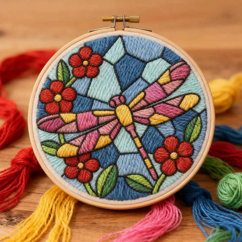Dragonfly Punch Needle Kit For Adults Beginners Colorful Flower Embroidery Starter Set With Easy Instructions DIY