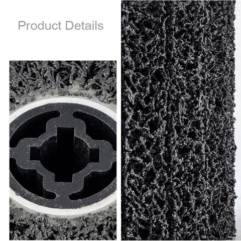Close-up view of 4Pcs Stripping Drum Set With 40 Grit Abrasive Drawing Wheels For Metal Rust And Paint Removal Coating Stripping.