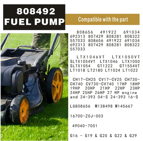 Replacement Fuel Pump Kit For Lawn Mowers And Garden Tractors Fits Briggs And Stratton 597338 808492 Kohler 17Hp 27Hp