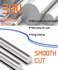 Pro Grade 304 Stainless Steel Round Rod Set 3/16 Inch Diameter By 16 Inch Length Six Pieces Built Tough For Industrial Use