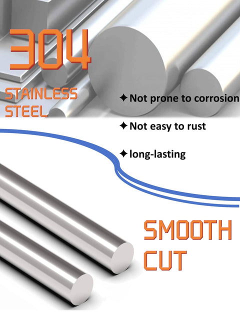 Pro Grade 304 Stainless Steel Round Rod Set 3/16 Inch Diameter By 16 Inch Length Six Pieces Built Tough For Industrial Use