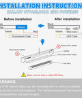 Installation instructions for 2Ft LED Tube Light Type B Replacement Bulbs 4 Pack T8 T10 T12 10W 24W showing wiring steps.