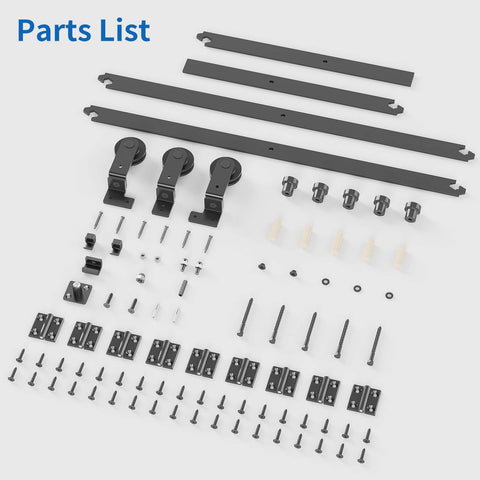 48-Inch Bifold Sliding Barn Door Hardware Kit For Four Doors With Top Mount Rollers, Accordion Style Bifold Door Track System