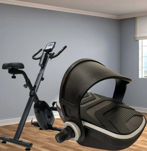 Spin Bike Pedals With Adjustable Straps, Nine Sixteen Inch Spindle, Compatible With Peloton Schwinn Sunny Indoor Bikes; in room setting