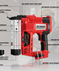 Cordless Brad Nailer And 2 In 1 Electric Staple Gun For Quick Trim Work And Finish Carpentry Battery Powered showing controls and features.