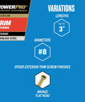 Premium 305 Stainless Steel Trim Screws No Pre Drill Star Drive No 8 X 3 Inch 1 Lb Box product details on blue background