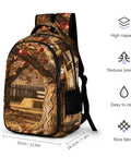 Autumn Apple Orchard Printed Unisex Backpack With Large Capacity, Go-To Durable Polyester Daypack, front and side view.