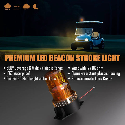 Badass Heavy Duty Amber Emergency Hazard Warning Beacon Rooftop Strobe Light Featuring Thirty Bright LEDs All Season Waterproof Rugged Build Road Warrior Safety Signal For Tow Trucks And Construction Sites