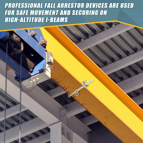 Heavy Duty Sliding Horizontal Beam Anchor For I And H Beams, Adjustable Fall Protection Rig Built Tough With Rock Solid Steel Cast, Glides Smoothly On Wide Flanges Ideal For Rooftop Crews And Job Site Safety