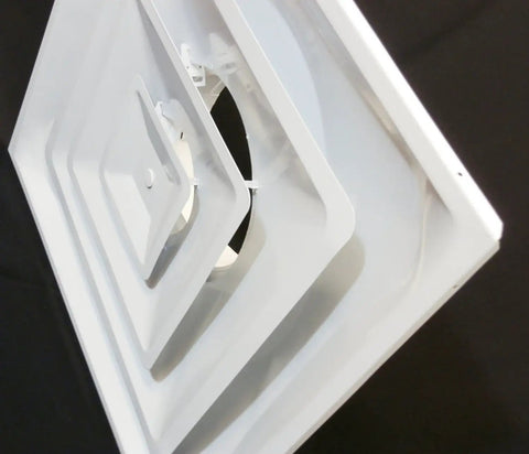 Drop Ceiling HVAC Supply Grille For T Bar Lay In 3 Cone Diffuser 24 By 24 Inches For 10 Inch Vent Connection Heavy Duty Steel
