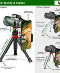 12X 60mm Monocular with Phone Adapter, Tripod and Strap for Bird Watching, Hiking, Concerts, Sports, Travel and Grab and Go Scenic Views, BAK4 Prism for Clear HD Imaging, Lightweight Night Vision Friendly, All Purpose Monocular on stable tripod