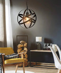 Plug In Dope Rustic Metal Pendant Light With Adjustable Ring Spheres, Vintage Industrial Chandelier For Kitchen And Dining