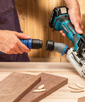 Using Click-Connect 1-1/4 Inch ID FlexiPort Dust Collector Adapter With No Slip Durability on power tool for dust collection