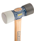 12 Oz Double Face Rubber Mallet With Soft And Hard Tips And Hickory Handle Built With Triple Wedge Construction For Framing Roofing Carpentry And Pro Grade DIY Projects A Versatile Tap Tool For Sheet Metal And Assembly, close-up view