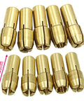 4 Premium Brass Collet Chuck Adapters In 2.4 And 3 Millimeter For Your Mini Rotary Power Tool, showing brass build and precise fit.