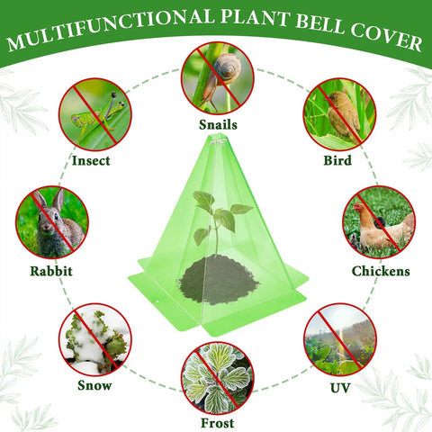 30 Pack Plastic Seedling Cloche Garden Covers For Plants Reusable Green Clear Bell Shields With Ground Spikes And Cross Supports 7.8 Inch By 11 Inch Mini Greenhouse To Stop Birds Slugs And Sun Damage