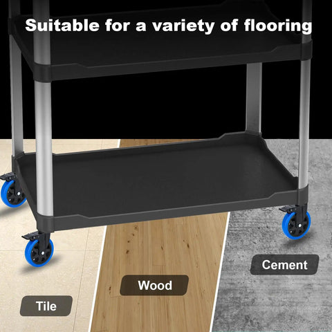 Heavy Duty Swivel Caster Wheels With Dual Locking Brakes And Half Inch 13 By 1 Threaded Stems Set Of Four on tile, wood, and cement flooring.