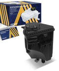 Durable Aftermarket Coolant Reservoir Tank With Temp Sensor And Leak Free Pressure Cap next to packaging and installation manual.