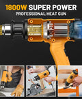 Heat Gun 1800W Heavy Duty Hot Air Tool Kit With Carry Case Variable Temperature Control 122F To 1112F showcasing internal parts