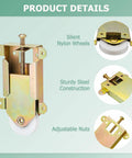 Two Pack Sliding Mirror Closet Door Rollers Replacement, 2-1/2 Inch Wheel, showing durable steel construction and adjustable nuts