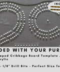 Level Up Your DIY Woodworking Setup With This Heavy Duty Acrylic Cribbage Board Template Jig showing 29" template with included drill bits.