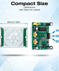Five Pack HC-SR501 PIR Motion Sensor Modules Dope DIY Kit With 5-18S Adjustable Delay Ultra Low Power 4.5-20V 100 Degree Field Of View And 3-7m Range Perfect For Arduino Raspberry Pi Projects And STEM Education, 32x24mm board