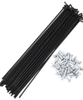 12G 225mm Black Bicycle Spokes Set, 36 Pcs of 45 Steel Spokes for Pro Grade Wheel Builds, Includes Nipples shown with black spokes and nipples