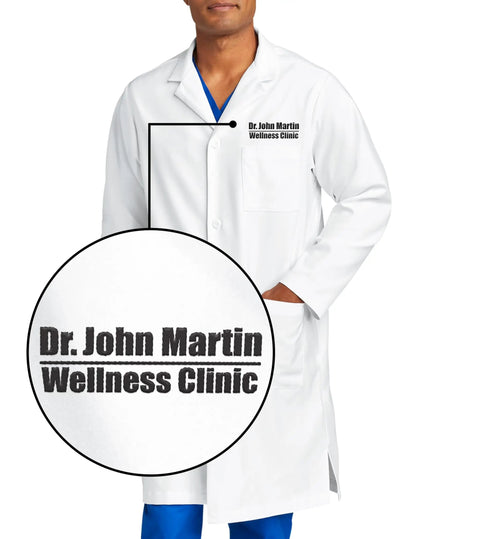 Personalized Embroidered Lab Coat For Men 42 Inch Custom Name Text Medical Laboratory Coat Medium Size Durable Comfort Fit Add Your Name For A Pro Grade Lab Jacket
