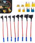 Pro Grade 8 Pack Car Fuse Taps Add A Circuit Dual Slot Adapter Kit with red wires and connectors for dash cams and custom auto mods