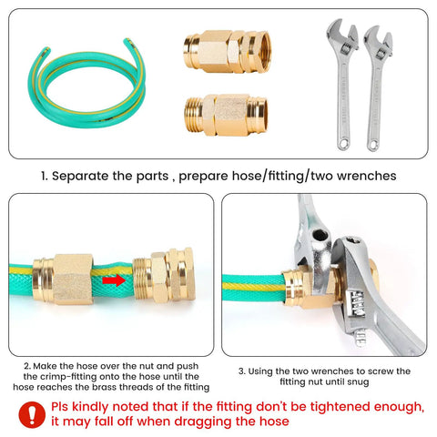 Instruction for Two Pack Five Eighth Inch Garden Hose Repair Connector Set With Aluminum Male And Female Ends installation