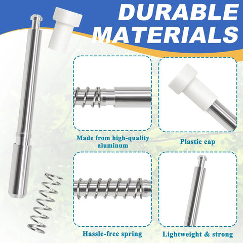 Top Shelf Aluminum Window Screen Plunger Latches With Secure Caps, Dead Simple Pin Fasteners For Zero Hassle Replacement And Pro Level Dependability For Any Home Repair Project, Twelve Pack In Clean White, showing a detailed view of durable components.