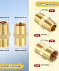 12 Pack Brass Pipe Fittings Set With 6 Pieces 1/8 NPT Male To 1/8 NPT Male Hex Nipples And 6 Pieces 1/8 FNPT To 1/8 FNPT Brass Couplings