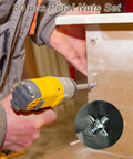 Installing a petal nut from the Top Notch Heavy Duty Expansion Screw Kit Featuring 40 Pcs M4 M5 M6 M8 for DIY projects.
