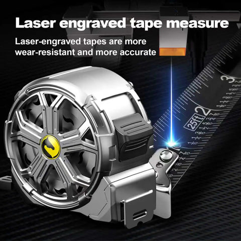 25 Foot Stainless Steel Tape Measure With Waterproof And Rustproof Build For Tough Construction Sites Retractable Hollow Shell Design For Quick Mud And Water Discharge Easy To Clean Dustproof Durability For Real Pros On The Job, front view